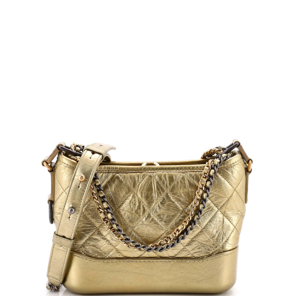 Chanel Small Gabrielle Hobo Quilted Metallic Aged Calfskin